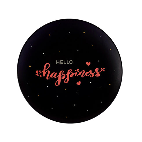 Black and Pink Wall plate - Hand Lettered Happy Quote - Hello Happiness - Home Decor and Personalised Gift - Wedding Gifts - House-warming gifts - buy online India - free shipping india