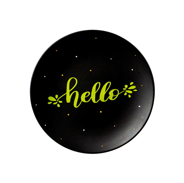 Hello Sign Decor- Black and Neon Wall Plate - Hand Lettered Decor - Unique Home Decor & Gift Idea - All India Free Shipping - Buy Online