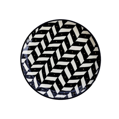 Wall Plate - Black and White - Herringbone Pattern - Minimilastic Home Decor - Office Accessories - Personalised Gifting - Buy Online - Free Shipping