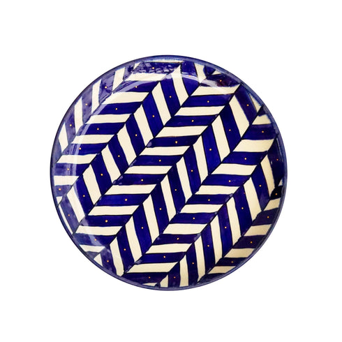 Herringbone | Wall Plate | Black & White Home Decor | Hand Painted Gift