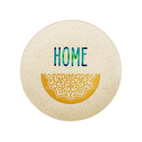 Wall Plate - Home + Mandala - Peacock Hues + Gold - Ceramic Wall Art - Dining Room - Home Entrance Decor - Personalised House Warming Gift - Buy Online - Free Shipping India