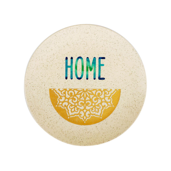 Wall Plate - Home + Mandala - Peacock Hues + Gold - Ceramic Wall Art - Dining Room - Home Entrance Decor - Personalised House Warming Gift - Buy Online - Free Shipping India