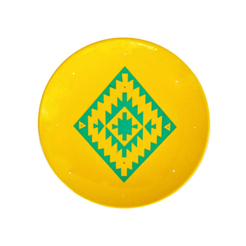 Wall Plate - Ikat Motif - Neon Yellow - Teal Blue- Bohemian Home Decor - Decorative Plate - Free Shipping India - Buy Online