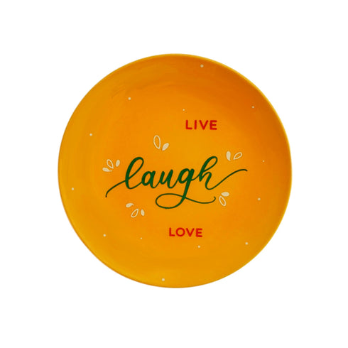 Wall Plate - Live, Laugh, Love - Happy Words - Mango Yellow - Home Decor & Gifting - Free Shipping India - Buy Online