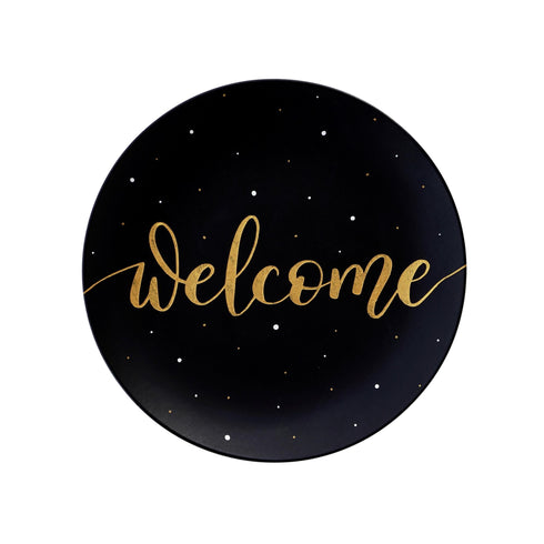 Welcome Home Wall hanging | Wall Plate | Hand Lettered Welcome Sign | Matt Black and Gold | Entrance Home Decor | Best House Warming Gift | Buy Online India