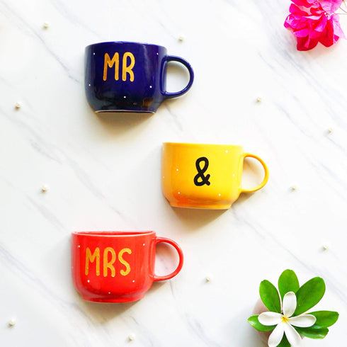 Mr & Mrs-Wall Pocket Decor-Office Accessories-Home Decor-Personalised Anniversary Birthday Wedding Gifts-Ceramic Wall Vase Set-buy online free shipping India