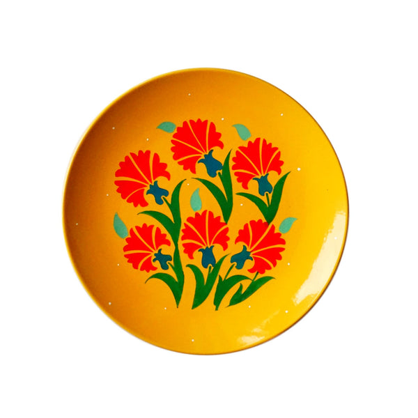Tropical Blast Wall Plate Painting | Home Decor Plates | Hand Painted Gift | bright yellow floral wall plate