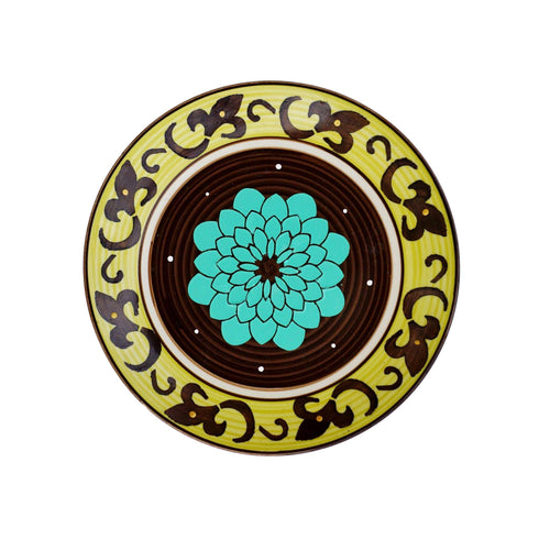 Wall Plate - Neon Brown Chrysanthemum Wall Plate - Floral Retro Home Decor - Wall Decor - Feel Good Gift - All India Free Shipping - Buy Online