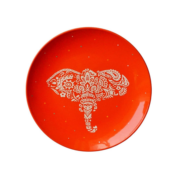 Elephant Mandala Wall Plate | Spiritual Home Decor | House Warming Gift | Orange Ganeshji Wall plate| siddhivinayak ganesh gift |buy online India at The Milestones Studio