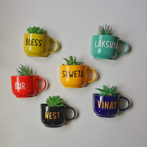 Customisable Planter Pot-Wall-Decor-Office Accessories-Home Decor-Personalised Anniversary Birthday Wedding Gifts-Ceramic Wall Vase Set-buy online free shipping India