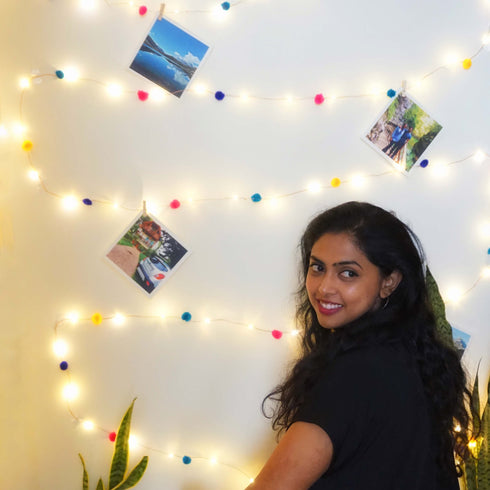 Pom Pom String Lights - 10M, 100 LEDs, USB operated