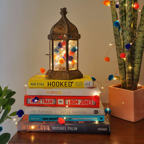 Pom Pom String Lights - Bedside Table Fairy Lights - Waterproof String Lights - Colourful Pom Pom Decor - Mood Lighting - Buy Online India - Free Shipping