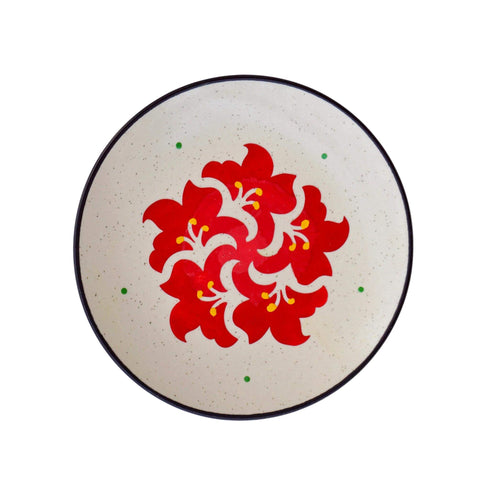 Wall Decor - Floral Motif Wall Plate - Hand Painted Red Hibiscus - Wedding Gift - House Warming Gift - Birthday Gift -Home Decor Buy Online India - Free Shipping