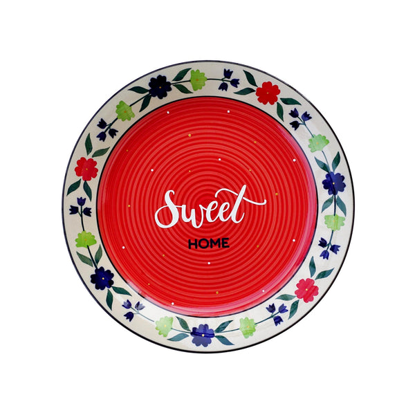 Wall Plate - Sweet Home - Floral Red - Home Decor - Wall Accessories - House Warming Gift - All India Free Shipping - Buy Online