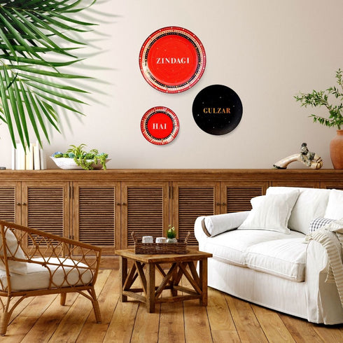 Red Zindagi Gulzar Hai Wall Hanging Home Decor Wall Plates - Shop Exclusively at TheMilestonesStudio.com . Free All India Shipping