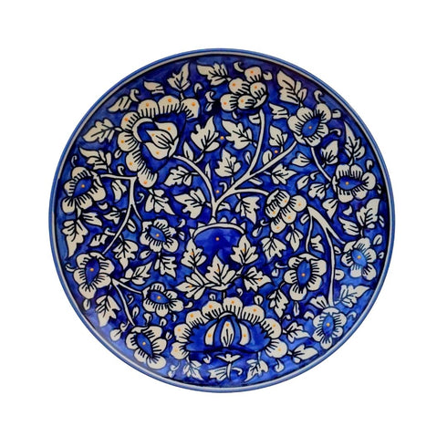 Wall Plate - Floral Turkish Design - Royal Blue + White - Home Decor & Personalised Gifting - Dining Room Decor - Free Shipping India - Buy Online - Medium Size