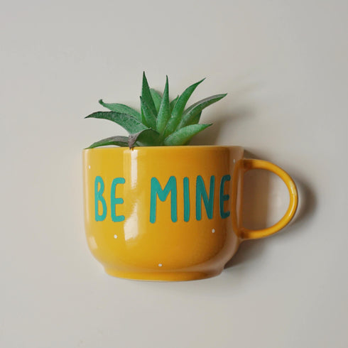 Wall Decor - Home Decor - Artificial Succulent Planter - Home Office Accessories - Study Room Decor - Personalised Love Gift - Yellow- Be Mine - Buy Online India - Free Shipping