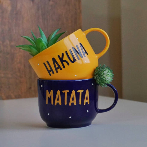 Hakuna Matata Ceramic Tea Cup Planters - Quirky Gift Planters on Wall - Wall Mug Planters Decor - Wall Garden Decor - Balcony Decor - - Indoor Plants Decor - Buy Online India - Free Shipping