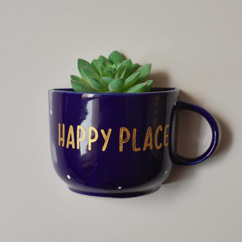 Wall Decor - Happy Place Home Decor - Artificial Succulent Planter - Home Office Accessories - Personalised Love Gift - Buy Online India - Free Shipping