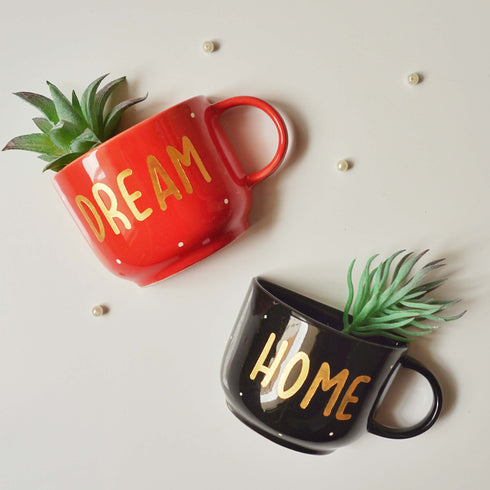 Wall Decor - Dream Home Decor - Artificial Succulent Holder Set - Red and Black Wall Vase - Home Office Decor - Study Room Decor - Dining Room Decor - Personalised Gift - Buy Online - Free Shipping India