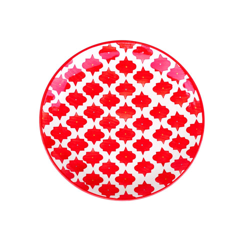 Wall Plate - Moroccan Design - Red and White - Home Decor - Office Accessory - Wall Background - Personalised Gifting - Buy Online - Free Shipping