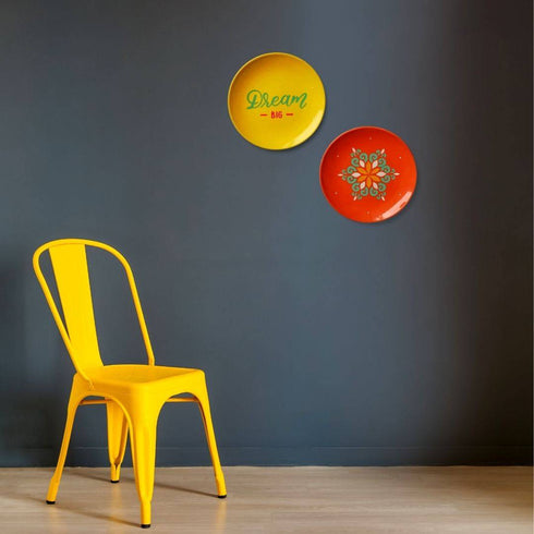 Gallery Wall Plate Decor - Orange Mandala Wall Plate - Quirky Studio Decor - Colourful Home Decor - Buy Online India - Free Shipping