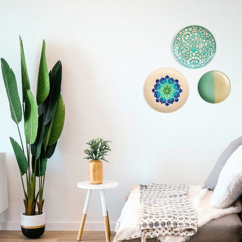 Wall Plate Decor - Teal Blue Wall Decor - Modern Home Decor - Minimalist Wall Decor - Home Office Decor - Wall Plate Set - Buy Online India - Free Delivery