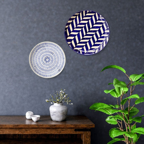 Herringbone | Wall Plate | Black & White Home Decor | Hand Painted Gift