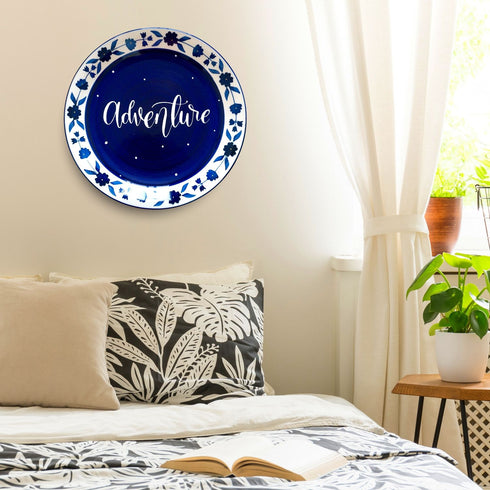 Wall Decor - Wall Plate In Bedroom - Adventure - Blue Pottery - Wedding Gift - House Warming Gift - Home Decor Buy Online - Free Shipping