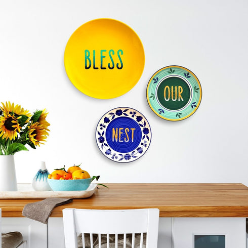 Wall Plate Decor - Dining Room Wall Decor - Bless Our Nest Home Decor - Console Wall Decor - Home Office Decor - Wall Plate Set - Buy Online India - Free Delivery