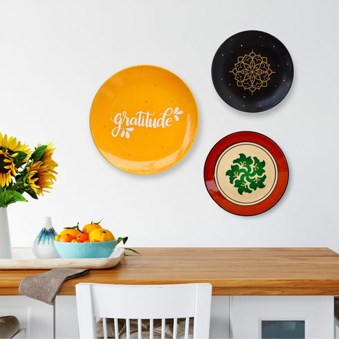 Wall Plate Decor - Dining Room Wall Decor - Gratitude Home Decor - Console Wall Decor - Home Office Decor - Wall Plate Set - Buy Online India - Free Delivery