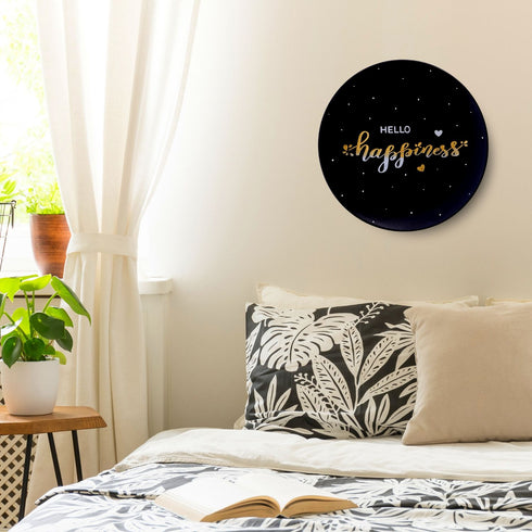 Wall Decor - Wall Plate In Bedroom - Hello Happiness - Wedding Gift - House Warming Gift - Birthday Gift -Home Decor Buy Online India - Office Decor Free Shipping
