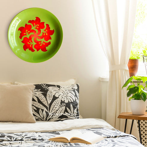 Wall Decor - Wall Plate In Bedroom - Floral Hibiscus - Wedding Gift - House Warming Gift - Birthday Gift -Home Decor Buy Online India - Office Decor Free Shipping