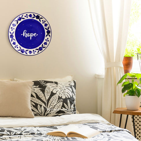Wall Decor - Wall Plate In Bedroom - Blue Pottery -Hope - Home Office Decor - Birthday Gift - Buy Online India - Free Shipping