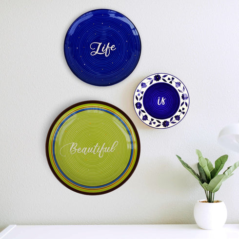 Wall Plate Decor - Dining Room Wall Decor - Life is Beautiful Home Decor - Console Wall Decor - Home Office Decor - Wall Plate Set - Buy Online India - Free Delivery