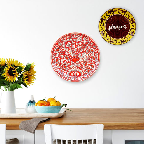 Wall Plate Decor - Dining Room Wall Decor -Floral Turkish Pattern Home Decor - Console Wall Decor - Home Office Decor - Wall Plate Set - Buy Online India - Free Delivery