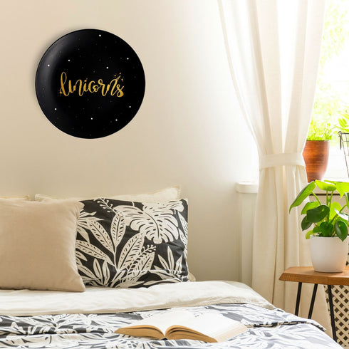 Unicorns Wall Plate - Kids Room Decor - Children's Room Wall Decor - Matt Black - With Gold detailing - Wall Decor - Girl Birthday Gift - All India Free Shipping - Buy Online