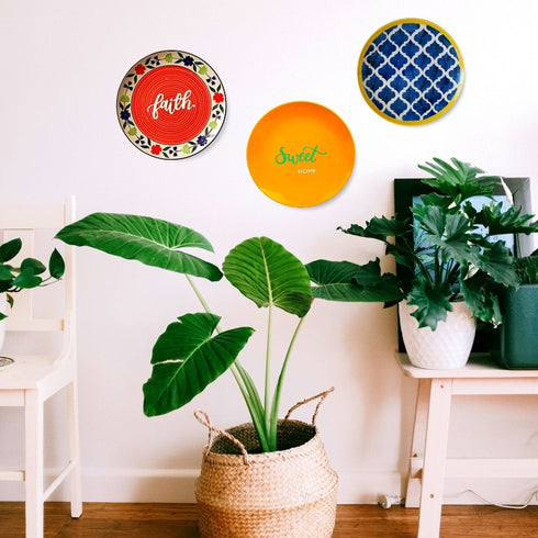 Wall Decor in Garden - Plant Lover's Wall Plate Decor - Sweet Home Sign - Happy Place Home Decor - Feel Good Console Decor - Home Office Decor - Wall Plate Set - Buy Online India - Free Delivery