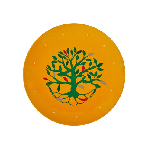 Wall Plate - Tree Of Life - Mango Yellow Green -House Warming Gift - Spiritual Gift - Matt Black- Home Decor & Gifting - Free Shipping India - Buy Online
