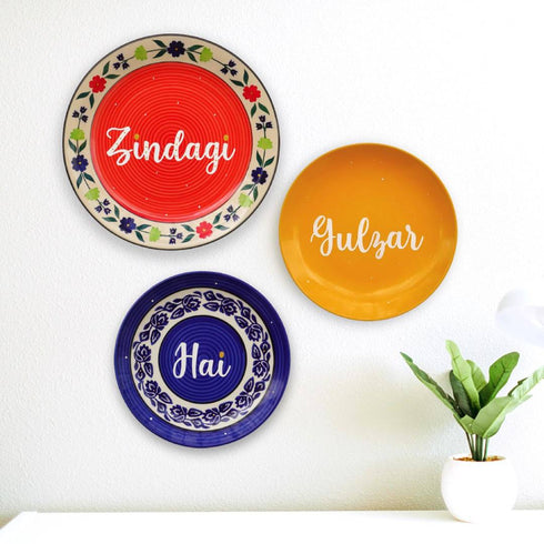 Colourful Zindagi Gulzar Hai Wall plates buy Online India - Free Shipping