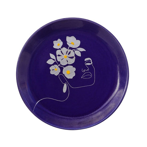 Blue Wall Plates Decoration | Home Decor & Personalised Gift | Female Line Art Wall Plate | Buy online India | The Milestones Studio | free Shipping