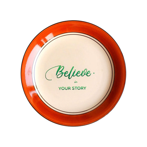 Beautiful Earthy Beige, brown, green Wall plate - Hand Lettered Motivational Quote - Believe - Home Decor - buy online India