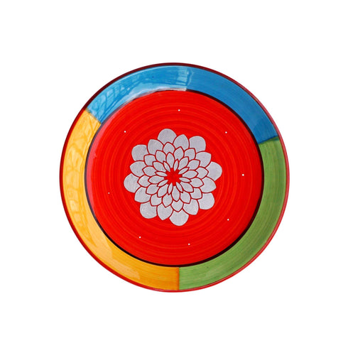 Wall Plate - Red and Silver Chrysanthemum Wall Plate - Floral Retro Home Decor - Wall Decor - Feel Good Gift - All India Free Shipping - Buy Online