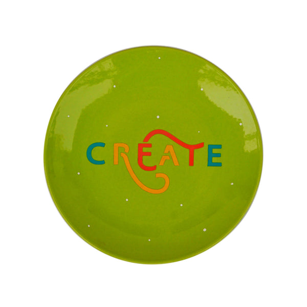Wall Plate - Create - Lime Green - Pastel Colours - Home Decor - Personalised Gifting -Ceramic Wall Art - Buy Online India - Free Shipping