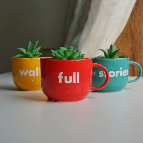 Wall Full of Stories | Painted Ceramic Wall Planter | Table Accessory | Personalised Gift | Home Decor