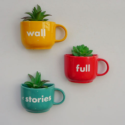 Wall Full of Stories | Painted Ceramic Wall Planter | Table Accessory | Personalised Gift | Home Decor