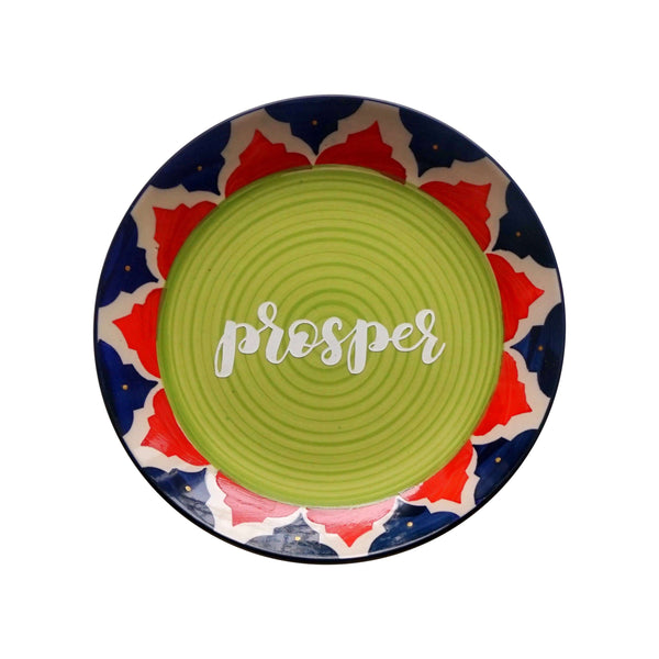 Wall Plate - Prosper - Green with Red and Blue Dome Shaped Border - Home Decor and Feel Good Gift - Buy Online India - Free Shipping