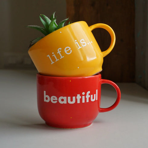 Life is Beautiful | Ceramic Wall Planter | Table Accessory | Personalised Gift | Home Decor
