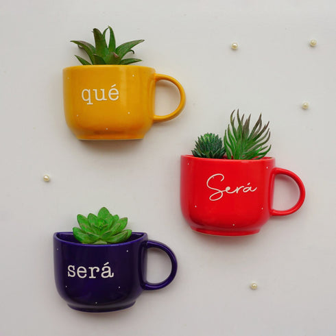 Que Sera Sera | Painted Ceramic Wall Planter | Table Accessory | Personalised Gift | Home Decor