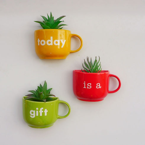 Today is a Gift | Painted Ceramic Wall Planter | Table Accessory | Personalised Gift | Home Decor